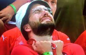 The first image shows the fan in agony, and the second, taken moments after switzerland scored their third goal to tie france and. 1cxk 1ow4 Cmom