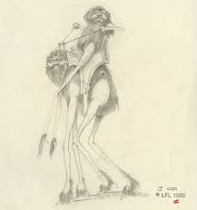 Ewok Early Design And Its Steed From Rotj Drawn By Joe Johnston Star Wars Trilogy Star Wars Concept Art Star Wars Empire