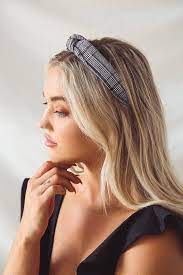 Opportune Black Glen Plaid Knotted Headband In 2021 Aesthetic Hair Clip Hairstyles Headband Hairstyles