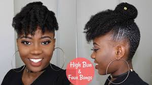 I show you guys some of my favourite hairstyles that have made being in this awkward hair length stage a bit. Cute And Easy Hairstyle For Short Medium 4c Natural Hair High Bun And Faux Bangs Tutorial Youtube