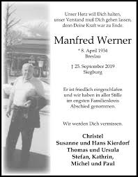 Traueranzeigen von Manfred Werner