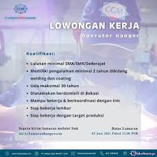 Maybe you would like to learn more about one of these? Lowongan Kerja Operator Hanger Pt Cahaya Cipta Mandiri