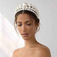 Huge Pearl Crown Bridal Headband Wedding Accessories Sugarandvapor Hair Scarf Styles Headband Hairstyles Hair Accessories For Women