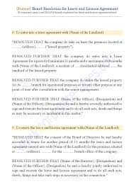 Opening & operation of a bank account (sample of board resolution). Board Resolution For Leave License Agreement And Renewal