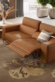 Funktionscouch Aus Leder In Cognac Modernes Design Exklusive Funktionen Ledersofa Sofa Couch
