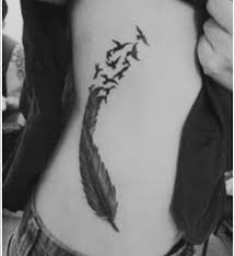 Feather With Birds Flying Away Tattoo Birds Flying Away The Symbol Of The Birds Flying Away Show The Sign Of Being Free And Living Life To Fullest Feather Tattoo For Men Tattoos Feather Tattoos