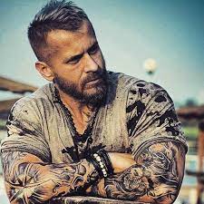 The Biker Style Man In 2021 Beard Lover Mohawk Hairstyles Men Beard Tattoo