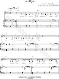 Taylor Swift Cardigan Sheet Music In Eb Major Transposable Download Print Sheet Music Digital Sheet Music Music