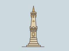 Indahnya tugu jogja di malam hari. Tugu Yogyakarta Monumen Ilustrasi Ilustrasi Karakter