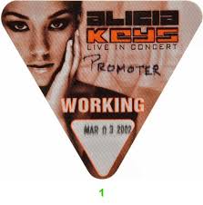 Alicia Keys Backstage Pass from Paramount Theatre, Mar 3, 2002 at Wolfgang's