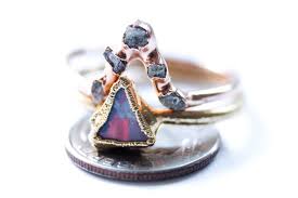 Raw Gemstone Ring Australian Opal Raw Diamond 18k Rose Gold 24k Yellow Gold Mixed Metal Wedding Rings Vintage Gold Engagement Rings Blue Crystal Earrings