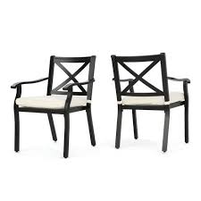 Exuma 2pk Cast Aluminum Dining Chairs Black Christopher Knight Home Outdoor Dining Chairs Patio Dining Chairs Outdoor Dining