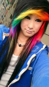 Black And Rainbow Hair Color Rainbowww Awesome Hair Cute Hair Colors Emo Hair Hair Styles