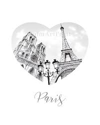 Paris Decor Wall Art Notre Dame De Paris Eeifel Tower Black And White Drawing Tourism Poster Black And White Wall Art Paris Art Print Paris Wall Decor