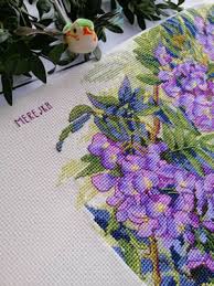 Wisteria biscornu cross stitch pattern by faby reilly designs. Cross Stitch Kit Wisteria Merejka Merejka Cross Stitch Kits The Stitch Company