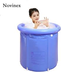 All you need is a little tub, bucket, or inflatable bathtub designed for showers. Novinex Plastic Inflatable Japanese Soaking Tub Portable For Adults Newborns Baby Foldable Bathub Outdoor Indoor Hot Tube Spa Home Free Standing Tub Kids Shower Stall Bath Bag Tools Home Improvement Bathroom