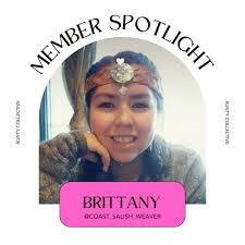 Aunty Collective Member Spotlight Brittany @coast_salish_weaver 🌿Brittany  Sampson is Coast Salish from Ladysmith and Esquimalt First Nations in BC,  and adopted by the Whonnock family from Alert Bay B.C. Brittany began to