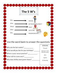 Use printer icon to print page. The 5 W S Worksheet