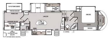 Forest River Campers Bunkhouse King Bed And 2 Bath 5th Wheel Floor Plans Google Search Rv Floor Plans Camper Flooring Vintage Camper Interior Renovation