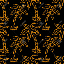 Wallpaper texture of palm trees and tropical leaves black and gold. Seamless Pattern With Neon Tropical Coconut Palm Trees Black Royalty Free Cliparts Vectors And Stock Illustration Image 63822131