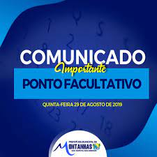 É uma espécie de feriado, decretado pelos governos em dias úteis, nas datas especiais para o município/estado ou nação, decreto válido apenas para os servidores das. Ponto Facultativo