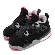 details about nike jordan 4 retro td bred black red toddler infant baby shoe aj4 iv bq7670 060