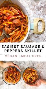 Vegan Spicy Sausage Peppers Skillet Stuffed Peppers Sausage Pasta Recipes Italian Sausage Recipes