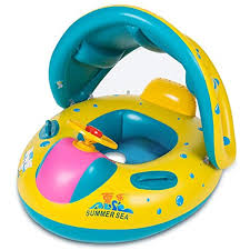 Opamoo Baby Pool Float Fish Float Sunshade Swimming Inflatable Boat Baby Swimming Rings Baby Pool With Canopy Steerin Baby Float Baby Pool Floats Baby Swimming