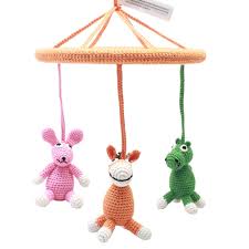 The correct answer is c. Crochet Mobile Donkey Rabbit Camel Naturezoo Of Denmark En