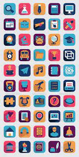 Set Of Flat Education Icons For Design Flat Design Icons Education Icon Icon Design