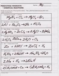 Predicting Products Of Chemical Reactions Worksheet Promotiontablecovers