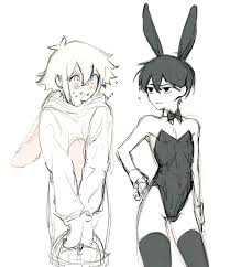 Rule 34 - 2boys Basil (omori) Bunny Ears Bunnysuit Crossdressing Fully  Clothed Looking At Another Male Only Monochrome Omori Sunny (omori) |  9040024