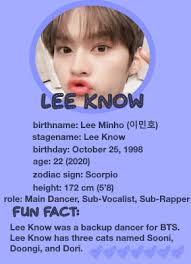 Lee Know Kpop Profile Skz Lee Know Kpop Profiles Fun Facts