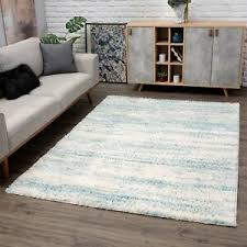 Im teppich shop finden sie günstige hochflor langflor teppiche in vielen farben und formen. Shaggy Hochflor Teppich Meliert Blau Creme Wohnzimmer Ebay