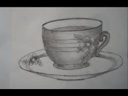 Drawing Of A Cup And Saucer Youtube Tea Cup Drawing Drawing Cup Plate Drawing