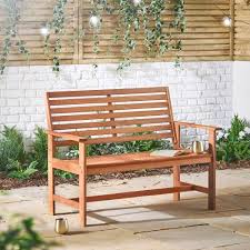 2 Seater Wooden Garden Bench Vonhaus Garden Furniture Chairs Wooden Garden Benches Garden Bench