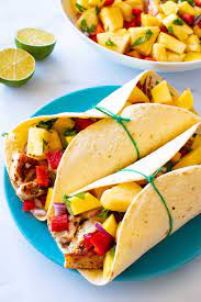 Remove swordfish from skewers to a bowl and toss with 1/2 cup of the salsa. Swordfish Tacos Healthy Fish Tacos Hint Of Healthy