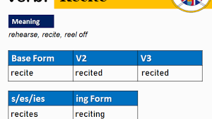 We did not find results for: Recite V1 V2 V3 V4 V5 Past Simple And Past Participle Form Of Recite English Grammar Here