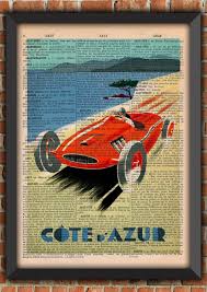Voitures vintage est désormais présent sur. Voiture Cote D Azur France Mer Industriel Affiche Vintage Art Print Decoration Murale Cadeau Poster Original Dictionnaire Page Un Grand Marche
