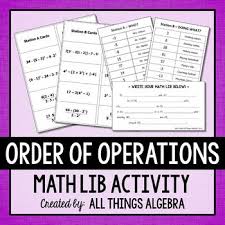 Order Of Operations Math Lib Order Of Operations Equations Quadratics