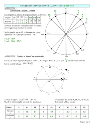 Fonctions Cosinus Et Sinus Activites Correction