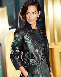 Joanna Hope Embroidered Leather Jacket Embroidered Leather Jacket Leather Jacket Embroidered Leather
