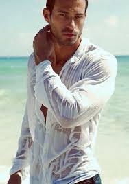 White Shirt Wet Wet T Shirt Model Beautiful Men