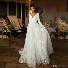 Having long sleeves is additionally an incredible answer for square. Discount 2020 Latest A Line Lace And Satin Wedding Dresses Long Sleeve V Neck Bohemian Bridal Gowns Backless Graceful Korean Wedding Gowns Gown For Wedding Gowns For Wedding From Kidoozie 130 66 Dhgate Com