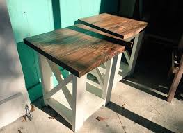 Rustic Handmade End Tables Set With Shelve White Base With Etsy Brown Side Table End Table Sets Farmhouse Side Table