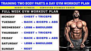 Two Body Parts A Day Workout Plan Gym Workout Two Body Parts Workout Schedule Youtube