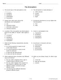 1) the troposphere is the first layer above the surface and contains half of the earth's atmosphere. The Atmosphere Grade 5 Free Printable Tests And Worksheets Helpteaching Com