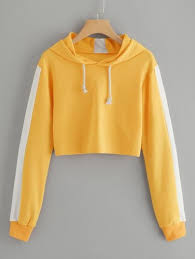 Black And White Sweatshirt For Girls Drawstring Colorblock Crop Hooded Sweatshirt Cropped Hooded Sweatshirt Girls Fashion Clothes Crop Top Sweatshirt