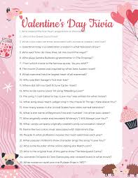 Kids may select to type in questions about their preferred animation characters, animations or popular movie plots. Valentines Day Trivia Questions Free Printable Play Party Plan