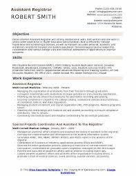 Assistant Registrar Resume Samples Qwikresume